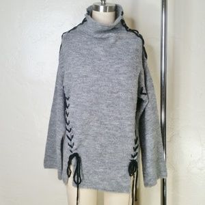 Hummingbird Funnel Neck Sweater Gray Wool Mohair